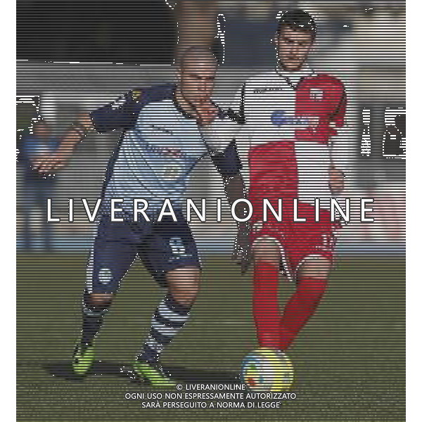 Rimini - Albinoleffe Campionato di calcio serie C girone B 08/12/2018 nella foto: Agnello Francesco (Albinoleffe) Arlotti Scott (Rimini fc) ©Claudio Zamagni/Agenzia Aldo Liverani