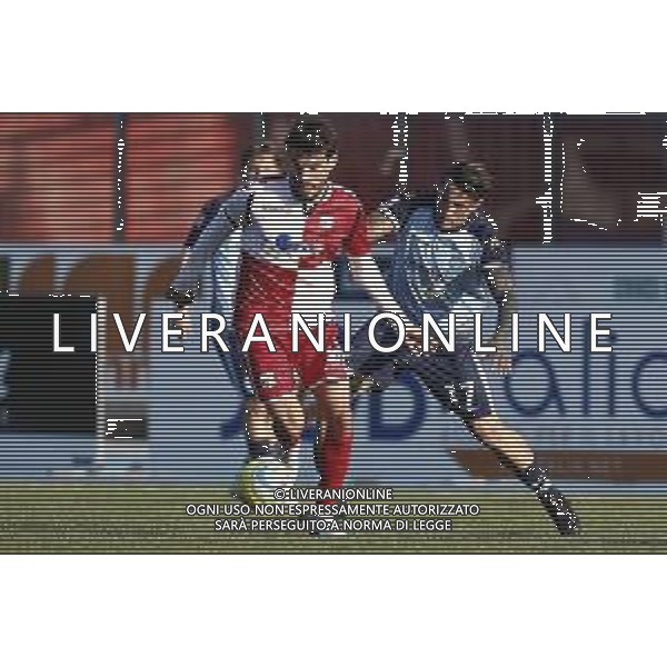 Rimini - Albinoleffe Campionato di calcio serie C girone B 08/12/2018 nella foto: Montanari Andrea (Rimini fc) Giorgione Carmine (Albinoleffe) ©Claudio Zamagni/Agenzia Aldo Liverani