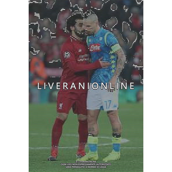 11-12.2018 LIVERPOOL -NAPOLI CHAMPIONS LEAGUE NELLA FOTO: MOHAMED SALAH, MAREK HAMSIK FOTO MOSCA, AG.LIVERANI