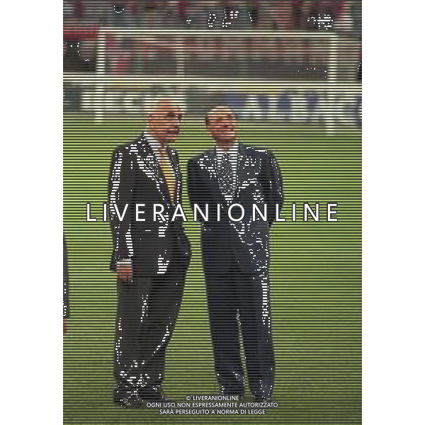21-08-1999 MILANO- SUPERCOPPA ITALIANA MILAN- PARMA 1-2 NELLA FOTO ADRIANO GALLIANI CON SILVIO BERLUSCONI AG ALDO LIVERANI SAS