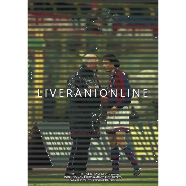 20-04-1999 BOLOGNA COPPA UEFA SEMIFINALE DI RITORNO BOLOGNA -MARSIGLIA 1-1 NELLA FOTO CARLO MAZZONE E JONATHAN BINOTTO AG ALDO LIVERANI SAS