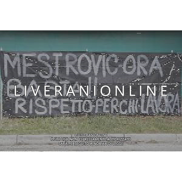Santarcangelo di Romagna 05/01/2019 - Crisi del Santarcangelo Calcio 1926 nella foto: uno striscione contro il presidente Ivan Mestrovic ©Claudio Zamagni/Agenzia Aldo Liverani