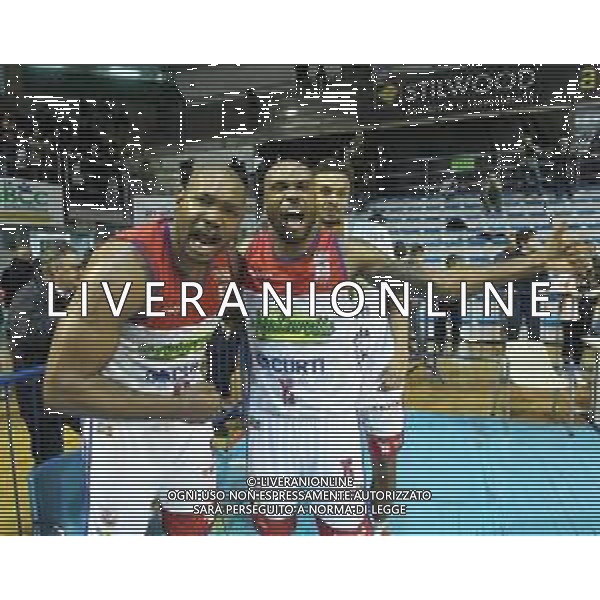 FAENZA 05 01 2019 LE NATURELLE IMOLA-FORLI BASKET SERIE A2 NELLA FOTO B.J.RAYMOND E TIMOTHY BOWERS DOPO LA PARTITA FOTO GIANNI SANNA-AG ALDO LIVERANI SAS