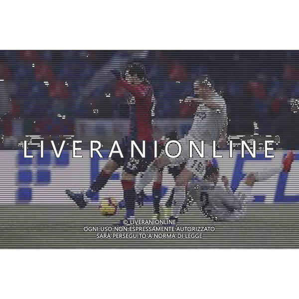 BOLOGNA - JUVENTUS Coppa Italia TIM CUP 12/01/2019 nella foto: Bonucci Leonardo (Juventus f.c.) Destro Mattia (Bologna f.c.) ©Claudio Zamagni/Agenzia Aldo Liverani Bonucci Leonardo (Juventus f.c.) Destro Mattia (Bologna f.c.) during Italian TIM Cup soccer match between Bologna F.C. and Juventus F.C. at Renato Dall\'Ara Stadium in Bologna on January 12 2019 photo credit by Claudio Zamagni/Aldo Liverani Photo Agency / AGENZIA ALDO LIVERANI SAS - BOLOGNA - JUVENTUS Coppa Italia Tim Cup 2018-2019 ottavi di finale Bologna 12.01.2019
