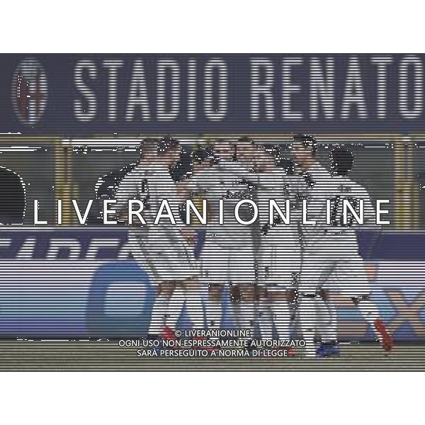 BOLOGNA - JUVENTUS Coppa Italia TIM CUP 12/01/2019 nella foto: Esultanza Juventus dopo il gol di Federico Bernardeschi ©Claudio Zamagni/Agenzia Aldo Liverani Juventus celebrates after scoring during Italian TIM Cup soccer match between Bologna F.C. and Juventus F.C. at Renato Dall\'Ara Stadium in Bologna on January 12 2019 photo credit by Claudio Zamagni/Aldo Liverani Photo Agency / AGENZIA ALDO LIVERANI SAS - BOLOGNA - JUVENTUS Coppa Italia Tim Cup 2018-2019 ottavi di finale Bologna 12.01.2019