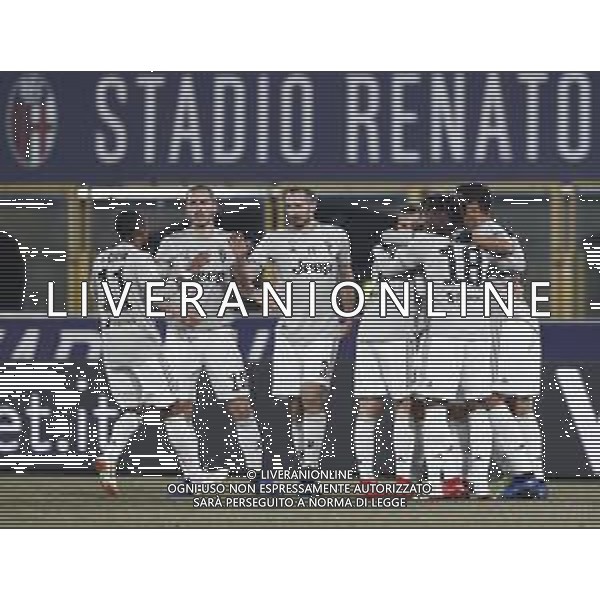 BOLOGNA - JUVENTUS Coppa Italia TIM CUP 12/01/2019 nella foto: Esultanza Juventus dopo il gol di Federico Bernardeschi ©Claudio Zamagni/Agenzia Aldo Liverani Juventus celebrates after scoring during Italian TIM Cup soccer match between Bologna F.C. and Juventus F.C. at Renato Dall\'Ara Stadium in Bologna on January 12 2019 photo credit by Claudio Zamagni/Aldo Liverani Photo Agency / AGENZIA ALDO LIVERANI SAS - BOLOGNA - JUVENTUS Coppa Italia Tim Cup 2018-2019 ottavi di finale Bologna 12.01.2019