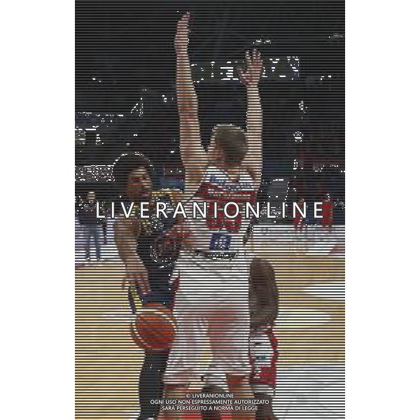Lega Basket serie A Victoria Libertas Pesaro - Fiat Torino 13/01/2019 nella foto: McAdoo James (Fiat Torino) ©Claudio Zamagni/Agenzia Aldo Liverani McAdoo James (Fiat Torino) during basketball match between Victoria Libertas Pallacanestro Pesaro and Fiat Torino at Adriatic Arena in Pesaro on October 13 2019 photo credit Claudio Zamagni/Aldo Liverani Photo Agency