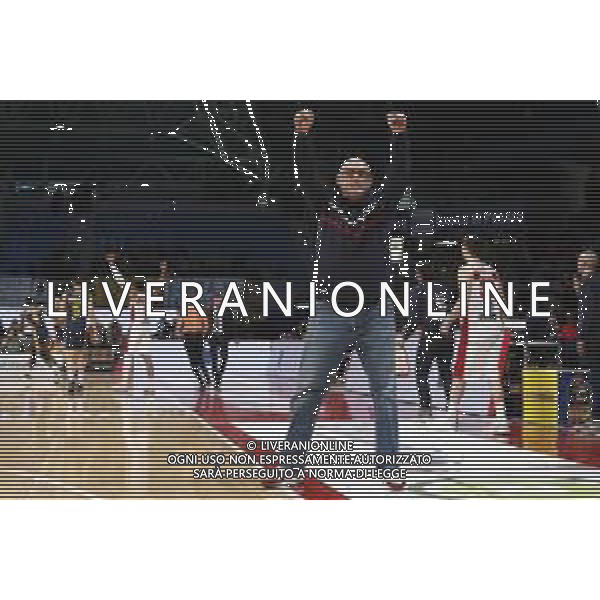 Lega Basket serie A Victoria Libertas Pesaro - Fiat Torino 13/01/2019 nella foto: Esultanza Coach Boniciolli Matteo (V.L. Pesaro) ©Claudio Zamagni/Agenzia Aldo Liverani Coach Boniciolli Matteo (V.L. Pesaro) during basketball match between Victoria Libertas Pallacanestro Pesaro and Fiat Torino at Adriatic Arena in Pesaro on October 13 2019 photo credit Claudio Zamagni/Aldo Liverani Photo Agency