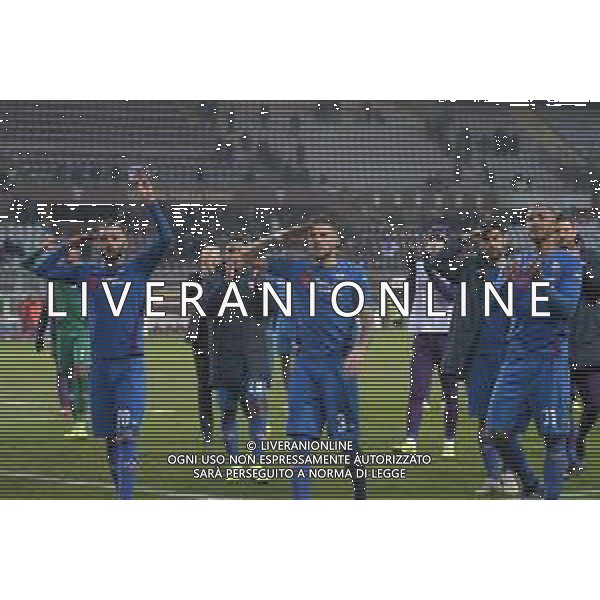Torino - Fiorentina, Ottavi di Coppa Italia Tim Cup 13.01.2019 NELLA FOTO : ESULTANZA A FINE GARA DEI GIOCATORI DELLA FIORENTINA SOTTO LA CURVA DEI TIFOSI © AGENZIA ALDO LIVERANI SAS