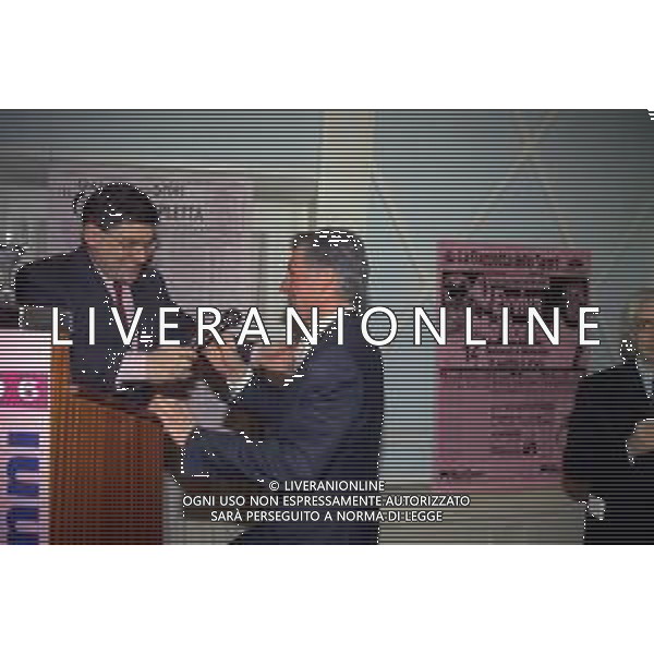 1996 MILANO HOTEL GALLIA CENTENARIO DELLA GAZZETTA DELLO SPORT NELLA FOTO DANIELE RADAELLI E FRANCESCO MOSER AG ALDO LIVERANI SAS
