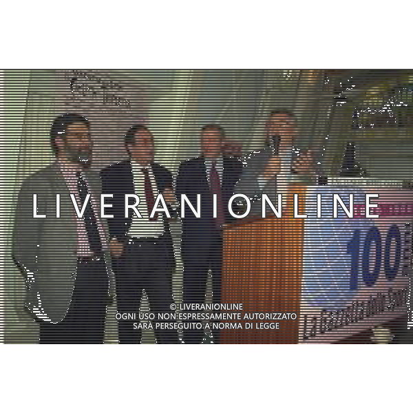 1996 MILANO HOTEL GALLIA CENTENARIO DELLA GAZZETTA DELLO SPORT NELLA FOTO CANDIDO CANNAVO-ROBERTO MILAZZO ELIO TRIFARI E LANFRANCO VACCARI AG ALDO LIVERANI SAS