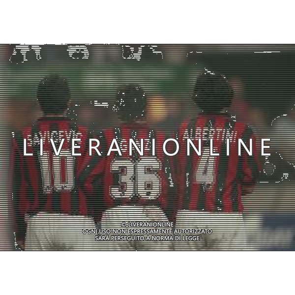 21-12-1997 MILANO-CAMPIONATO DI CALCIO SERIE A MILAN-BOLOGNA 0-0 NELLA FOTO DEJAN SAVICEVIC-MAURIZIO GANZ-DEMETRIO ALBERTINI AG ALDO LIVERANI SAS