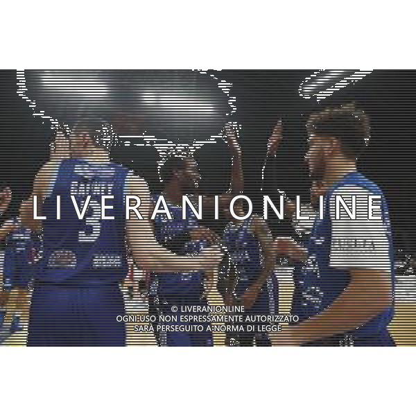 Lega Basket serie A 26/01/2019 Victoria Libertas Pesaro - Happy Casa Brindisi nella foto: esultanza finale Happy Casa Brindisi ©Claudio Zamagni/Agenzia Aldo Liverani / AGENZIA ALDO LIVERANI SAS
