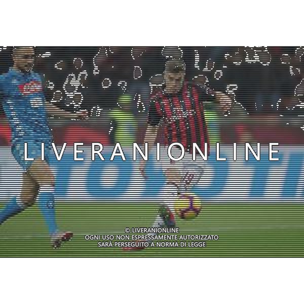 Coppa Italia TIM Cup 2018/2019 Quarti di Finale Milano - 29.01.2019 Milan-Napoli Nella Foto: il gol di Krzysztof Piatek /Ph.Vitez-Ag. Aldo Liverani