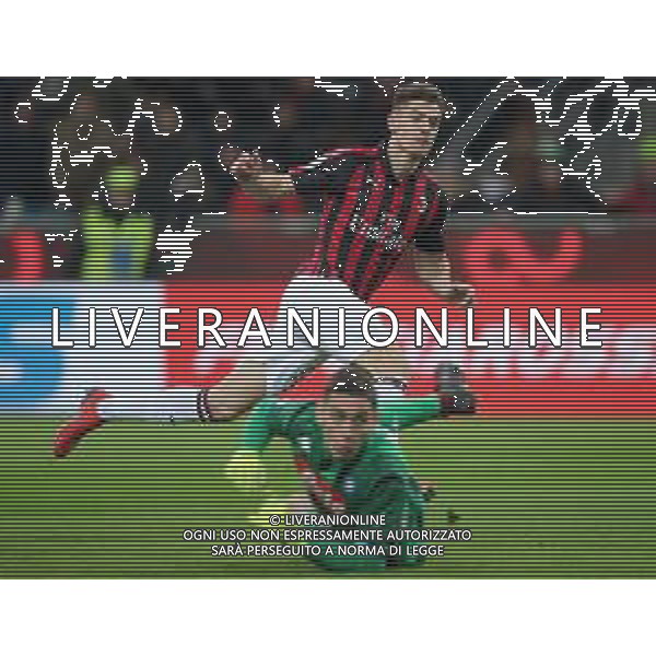 Coppa Italia TIM Cup 2018/2019 Quarti di Finale Milano - 29.01.2019 Milan-Napoli Nella Foto: il gol di Krzysztof Piatek /Ph.Vitez-Ag. Aldo Liverani