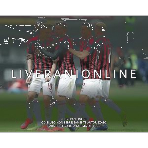 Coppa Italia TIM Cup 2018/2019 Quarti di Finale Milano - 29.01.2019 Milan-Napoli Nella Foto: esultanza dopo il secondo gol di Krzysztof Piatek - abbraccio /Ph.Vitez-Ag. Aldo Liverani