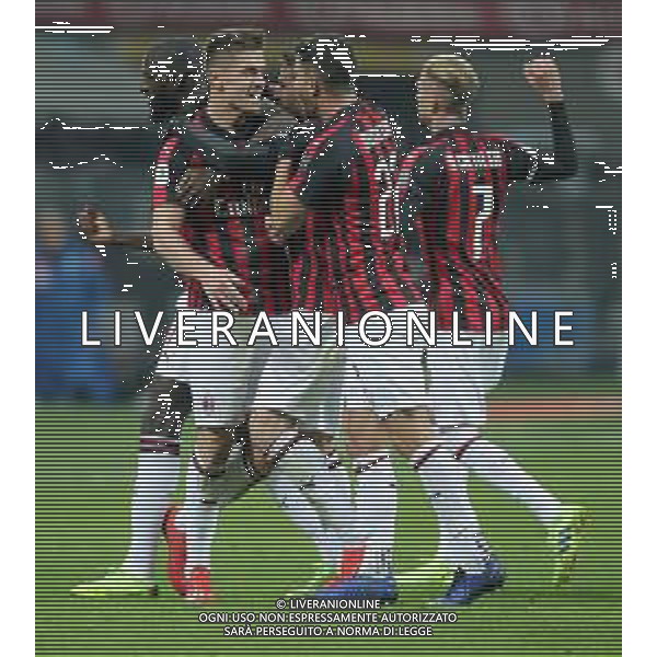 Coppa Italia TIM Cup 2018/2019 Quarti di Finale Milano - 29.01.2019 Milan-Napoli Nella Foto: esultanza dopo il secondo gol di Krzysztof Piatek - abbraccio /Ph.Vitez-Ag. Aldo Liverani