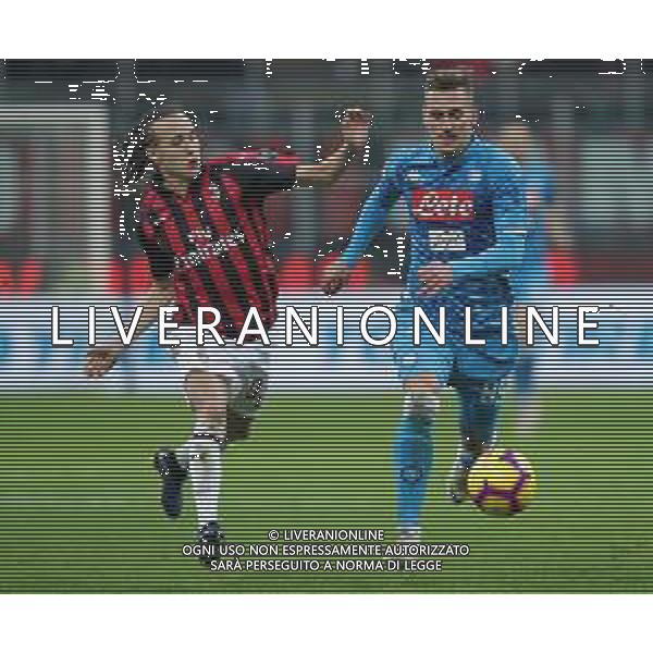 Coppa Italia TIM Cup 2018/2019 Quarti di Finale Milano - 29.01.2019 Milan-Napoli Nella Foto:Arkadiusz Milik - Diego Laxalt /Ph.Vitez-Ag. Aldo Liverani