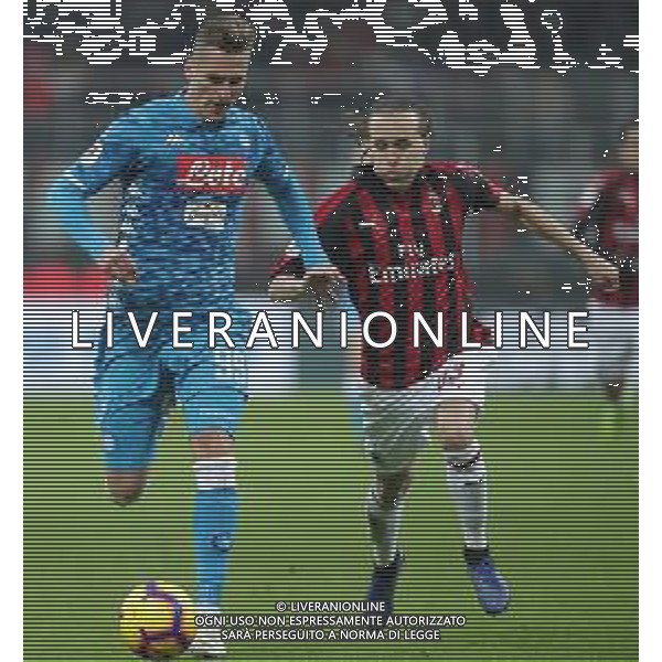 Coppa Italia TIM Cup 2018/2019 Quarti di Finale Milano - 29.01.2019 Milan-Napoli Nella Foto:Arkadiusz Milik - Diego Laxalt /Ph.Vitez-Ag. Aldo Liverani