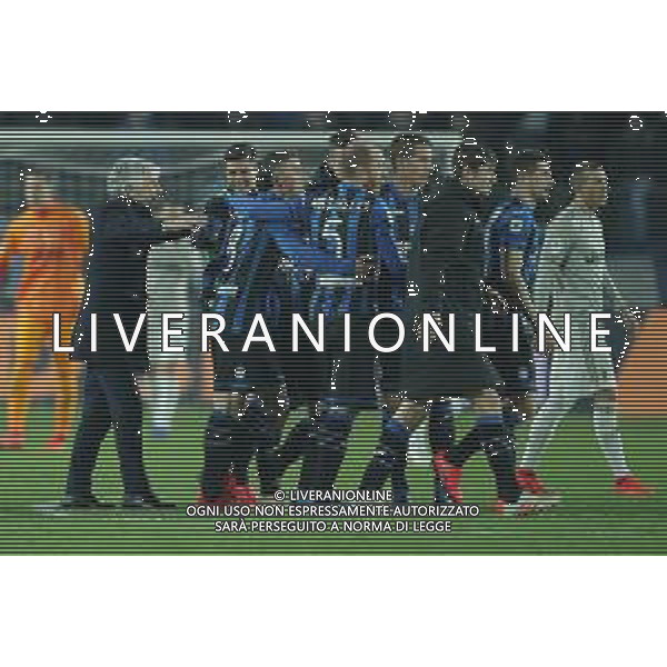 Coppa Italia TIM Cup 2018/2019 Quarti di Finale Bergamo - 30.01.2019 Atalanta-Juventus Nella Foto: esultanza di gian piero gasperini che festeggia con i propri giocatori a fine gara /Ph.Vitez-Ag. Aldo Liverani