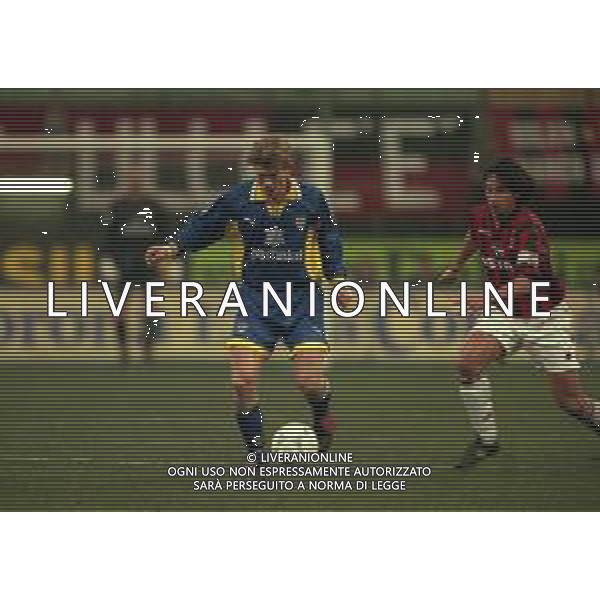 18-02-1998 MILANO- COPPA ITALIA TIM MILAN PARMA 0-0 NELLA FOTO JESPER BLOMQVIST E DEMETRIO ALBERTINI AG ALDO LIVERANI SAS