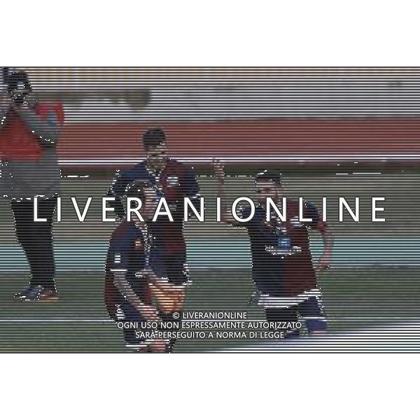 IMOLA 06 02 2019 COPPA ITALIA SERIE C IMOLESE CALCIO-CARRARESE NELLA FOTO FILIPPO BOCCARDI RANIERI ROBERTO E MICHAEL DE MARCHI DOPO GOL DI BOCCARDI FOTO GIANNI SANNA-AG ALDO LIVERANI SAS