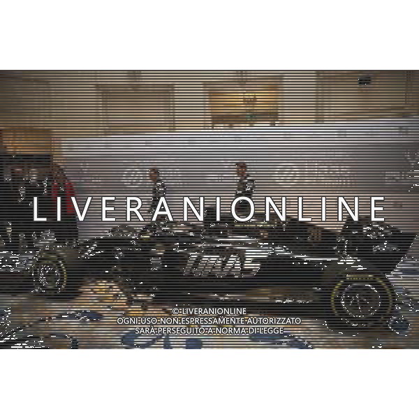 Kevin Magnussen (DEN) Haas F1 Team and Romain Grosjean (FRA) Haas F1 Team unveil the new livery on the Haas VF-18. 07.02.2019. Haas F1 Team Livery Unveil, The Royal Automobile Club, London, England. AG ALDO LIVERANI SAS-ONLY ITALY