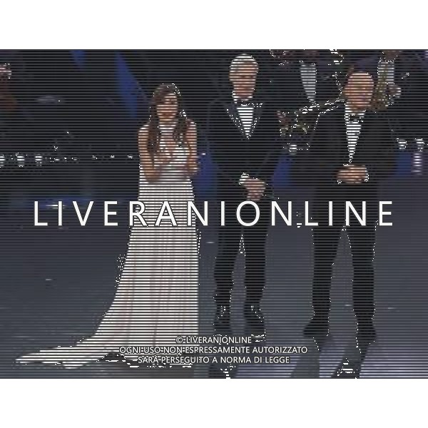 69mo Festival della Canzone Italiana Sanremo 2019 - Terza Serata Sanremo (Imperia) - 07.02.2019 Nella Foto: Claudio Baglioni Claudio Bisio Virginia Raffaele /Ph.Vitez-Ag. Aldo Liverani
