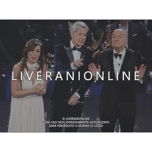 69mo Festival della Canzone Italiana Sanremo 2019 - Terza Serata Sanremo (Imperia) - 07.02.2019 Nella Foto: Claudio Baglioni Claudio Bisio Virginia Raffaele /Ph.Vitez-Ag. Aldo Liverani