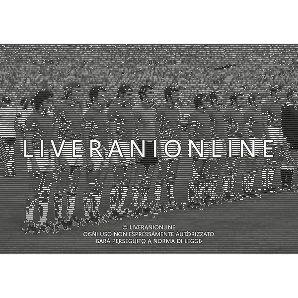 1974 CAMPIONATI DEL MONDO GERMANIA NELLA FOTO LA FORMAZIONE DELLA NAZIONALE ITALIANA DA SIN FRANCO CAUSIO-FRANCESCO MORINI-FABIO CAPELLO-GIORGIO CHINAGLIA-DINO ZOFF-LUCIANO SPINOSI-PIETRO ANASTASI-SANDRO MAZZOLA-TARCISIO BURGNICH -ROMEO BENETTI E GIACINTO FACCHETTI AG ALDO LIVERANI SAS