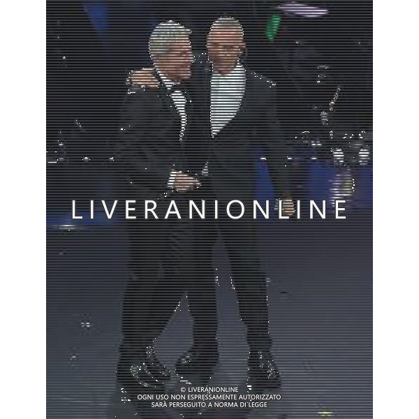 69mo Festival della Canzone Italiana Sanremo 2019 - Quinta Serata Sanremo (Imperia) - 09.02.2019 Nella Foto: Eros Ramazzotti Claudio Baglioni /Ph.Vitez-Ag. Aldo Liverani