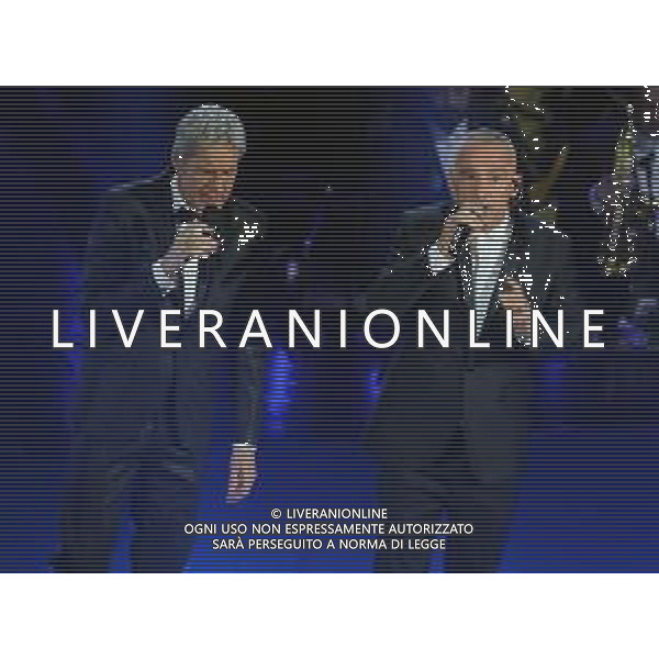 69mo Festival della Canzone Italiana Sanremo 2019 - Quinta Serata Sanremo (Imperia) - 09.02.2019 Nella Foto: Eros Ramazzotti Claudio Baglioni /Ph.Vitez-Ag. Aldo Liverani