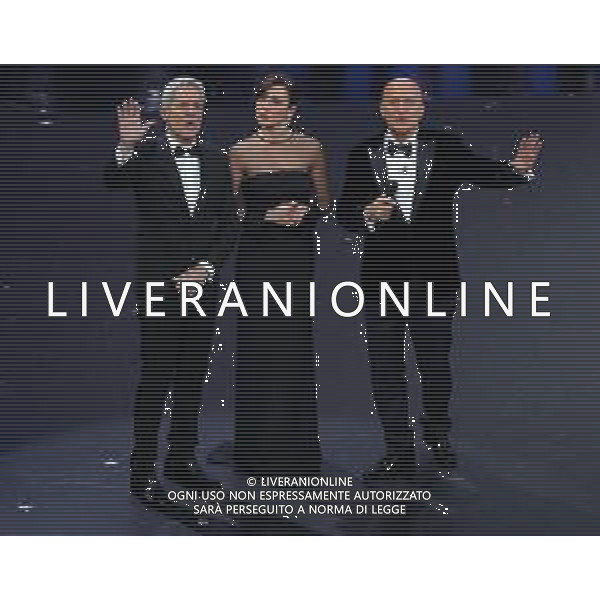 69mo Festival della Canzone Italiana Sanremo 2019 - Quinta Serata Sanremo (Imperia) - 09.02.2019 Nella Foto: Claudio Baglioni Claudio Bisio Virginia Raffaele /Ph.Vitez-Ag. Aldo Liverani