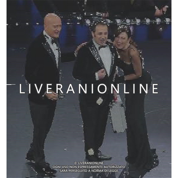 69mo Festival della Canzone Italiana Sanremo 2019 - Quinta Serata Sanremo (Imperia) - 09.02.2019 Nella Foto: Claudio Bisio Virginia Raffaele e il mago forest /Ph.Vitez-Ag. Aldo Liverani