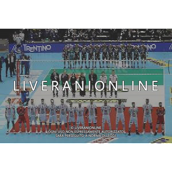 10 02 2019 FINALE COPPA ITALIA PALLAVOLO MASCHILE CUCINE LUBE CIVITANOVA-SIR SAFETY CONAD PERUGIA 2-3 NELLA FOTO PRIMA DELLA PARTITA FOTO GIANNI SANNA-AG ALDO LIVERANI SAS