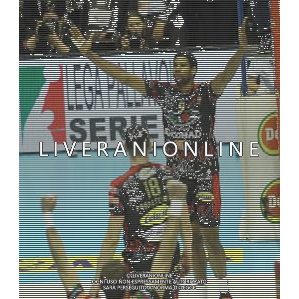 10 02 2019 FINALE COPPA ITALIA PALLAVOLO MASCHILE CUCINE LUBE CIVITANOVA-SIR SAFETY CONAD PERUGIA 2-3 NELLA FOTO LEON VENERO WILFREDO ESULTA DOPO L\'ULTIMO PUNTO FOTO GIANNI SANNA-AG ALDO LIVERANI SAS