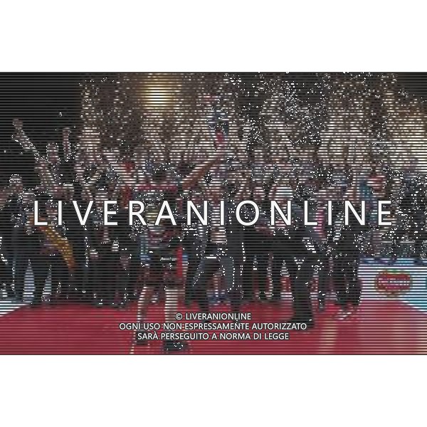 10 FEBBRAIO 2019 CASALECCHIO BOLOGNA FINALE MASCHILE COPPA ITALIA PALLAVOLO SIR SAFETY CONAD PERUGIA E CUCINE LUBE CIVITANOVA NELLA FOTO ESULTANZA PERUGIA VINCITRICE COPPA ITALIA FOTO GIANNI SANNA-AG ALDO LIVERANI SAS