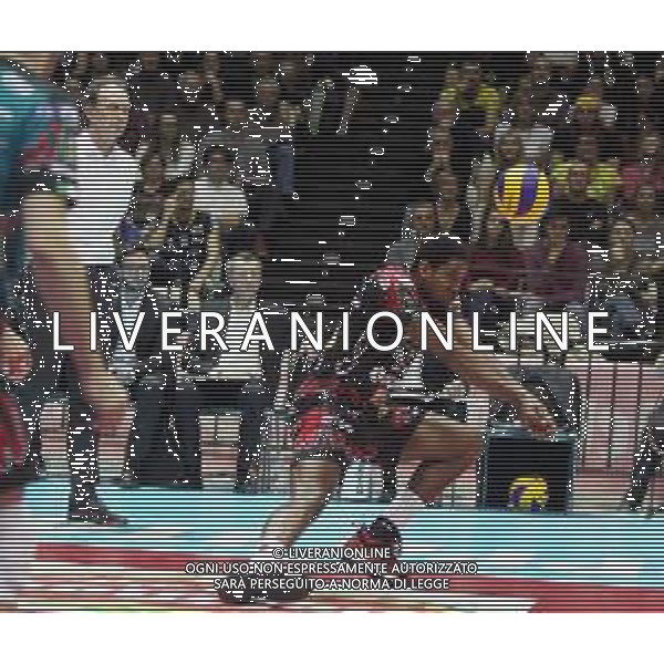 10 FEBBRAIO 2019 CASALECCHIO BOLOGNA FINALE MASCHILE COPPA ITALIA PALLAVOLO SIR SAFETY CONAD PERUGIA E CUCINE LUBE CIVITANOVA NELLA FOTO WILFREDO LEON RICEZIONE PERUGIA FOTO GIANNI SANNA-AG ALDO LIVERANI SAS