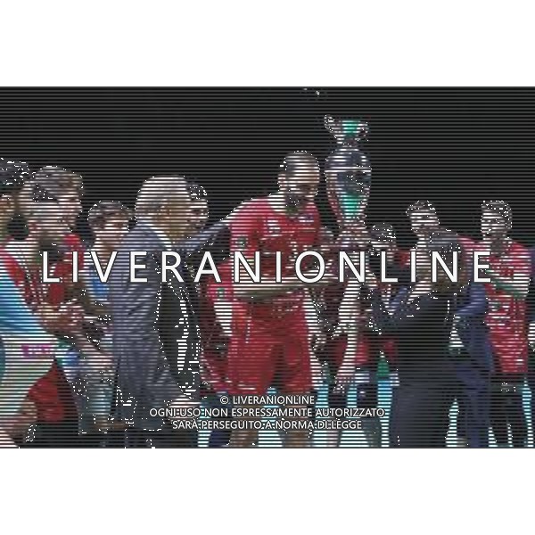 CASALECCHIO DI RENO 9FEBBRAIO 2019 FINALE A 2 MASCHILE OLIMPIA BERGAMO GAS SALES \'PIACENZA NELLA FOTO ALESSANDRO FEI RICEVE LA COPPA ITALIA ©SANNA / AGENZIA ALDO LIVERANI SAS