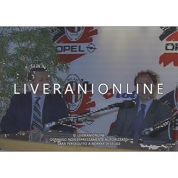 02-08-1997 MILANELLO PRERSENTAZIONE GIOVANILI MILAN CON FRANCO BARESI -MAURO TASSOTTI NELLA FOTO ANGELO COLOMBO E FRANCO BARESI AG ALDO LIVERANI SAS