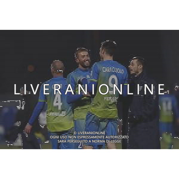 Santarcangelo - Feralpisalo\' Campionato di calcio serie C girone B 12/02/2019 nella foto: esultanza finale Feralpisalo\' ©Claudio Zamagni/Agenzia Aldo Liverani