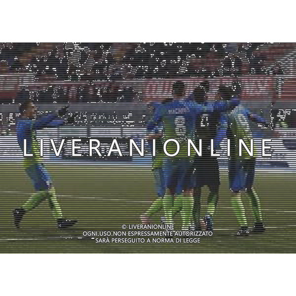 Santarcangelo - Feralpisalo\' Campionato di calcio serie C girone B 12/02/2019 nella foto: esultanza feralpisalo\' ©Claudio Zamagni/Agenzia Aldo Liverani
