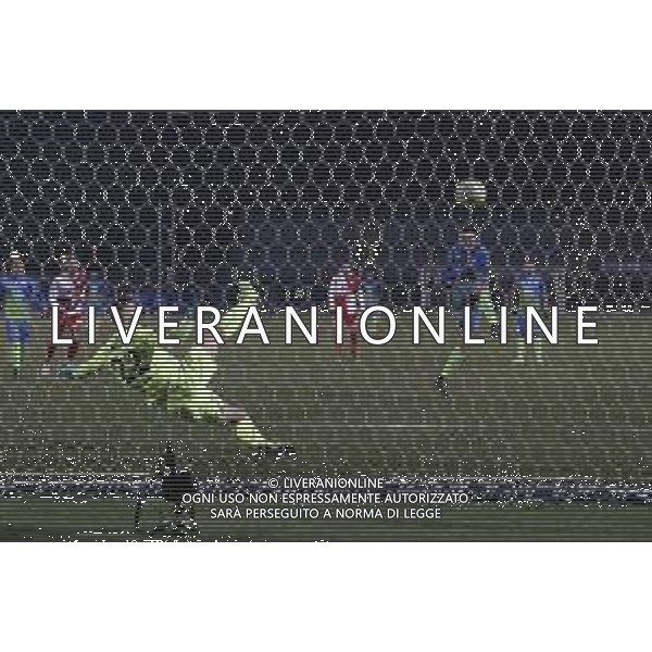 Santarcangelo - Feralpisalo\' Campionato di calcio serie C girone B 12/02/2019 nella foto: goal Caracciolo Andrea (Feralpisalo’) su rigore ©Claudio Zamagni/Agenzia Aldo Liverani