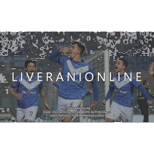 esultanza dopo il gol 3-2 di Emanuele Ndoj ,Brescia - Cremonese partita di serie B ,Brescia 26 dicembre 2018. Ph Fotolive Simone Venezia / AGENZIA ALDO LIVERANI SAS