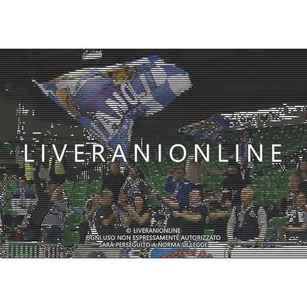 Basket Final Eight 2019 - Vanoli Basket Cremona vs Openjobmetis Pallacanestro Varese 14/02/2019 nella foto: Esultanza finale tifosi della Vanoli Basket Cremona ©Claudio Zamagni/Agenzia Aldo Liverani