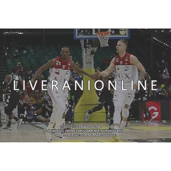 Basket Final Eight 2019 - AX Armani Echange Milano vs Segafredo Virtus Bologna 14/02/2019 nella foto: Esultanza Nunnally James (AX Armani Echange Milano) Brooks Jeff (AX Armani Echange Milano) ©Claudio Zamagni/Agenzia Aldo Liverani / AGENZIA ALDO LIVERANI SAS