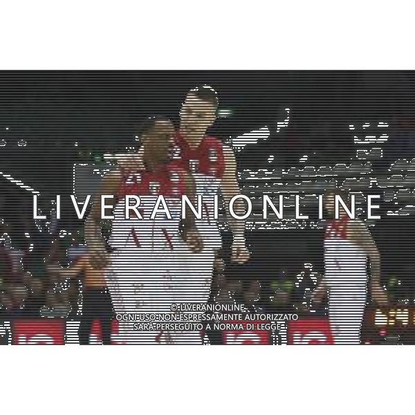 Basket Final Eight 2019 - AX Armani Echange Milano vs Segafredo Virtus Bologna 14/02/2019 nella foto: Esultanza Nunnally James (AX Armani Echange Milano) Omic Alen (AX Armani Echange Milano) ©Claudio Zamagni/Agenzia Aldo Liverani / AGENZIA ALDO LIVERANI SAS