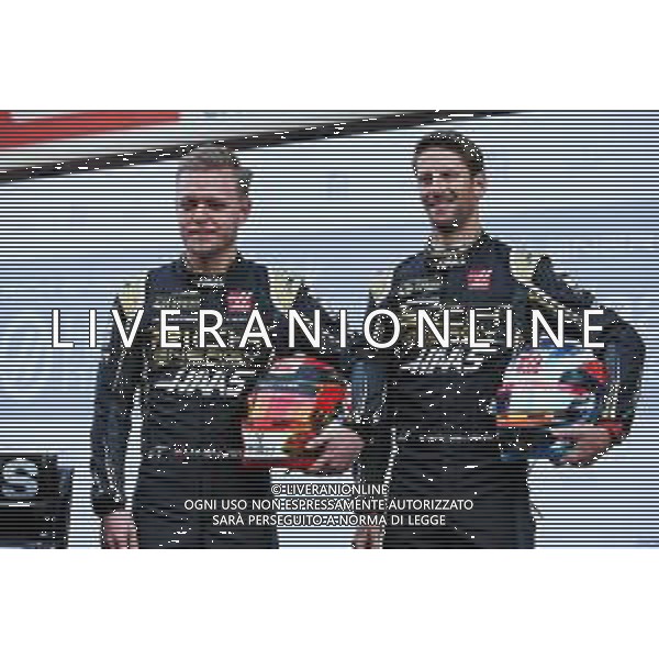 (L to R): Kevin Magnussen (DEN) Haas F1 Team with team mate Romain Grosjean (FRA) Haas F1 Team. 18.02.2019. Formula One Testing, Day One, Barcelona, Spain. Monday. / AGENZIA ALDO LIVERANI SAS - ITALY ONLY EDITORIAL USE ONLY - F1 Testing, Day One, Barcellona, Spagna 18.02.2019
