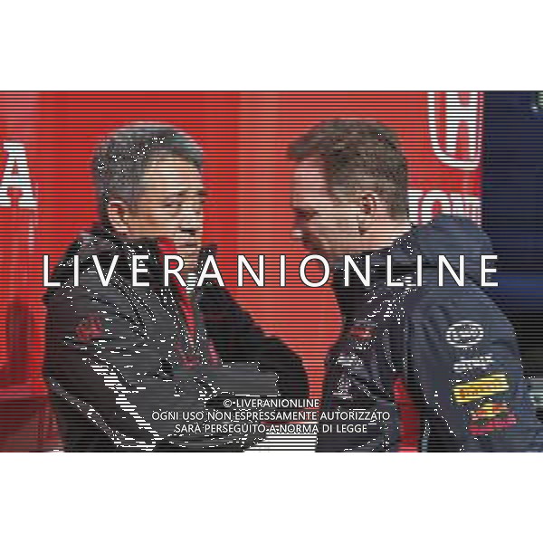 (L to R): Toyoharu Tanabe (JPN) Honda F1 Technical Director with Christian Horner (GBR) Red Bull Racing Team Principal. 21.02.2019. Formula One Testing, Day Four, Barcelona, Spain. Thursday. AG ALDO LIVERANI SAS-ONLY ITALY