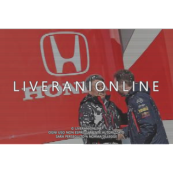 (L to R): Toyoharu Tanabe (JPN) Honda F1 Technical Director with Christian Horner (GBR) Red Bull Racing Team Principal. 21.02.2019. Formula One Testing, Day Four, Barcelona, Spain. Thursday. AG ALDO LIVERANI SAS-ONLY ITALY